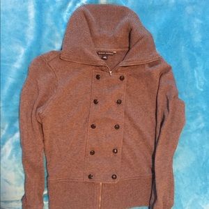 Military style grey zip up sweater